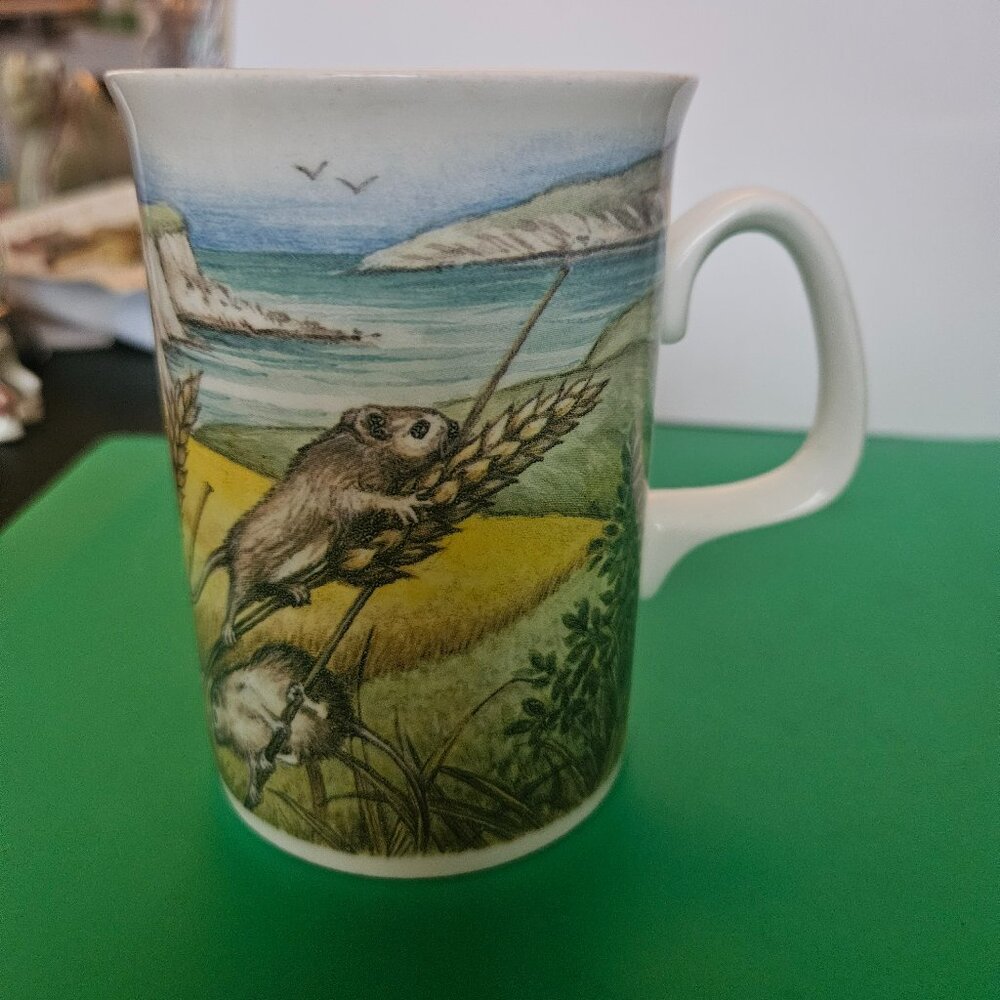 fine bone china mug cute field mice on sheaves of wheat made in England